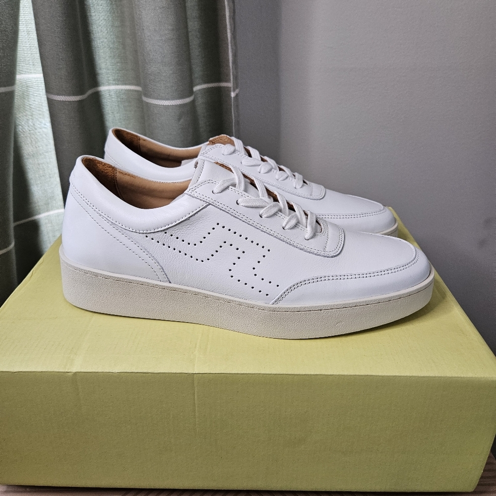 NEW J.Lindeberg Art Tennis Leather Sneaker White Neutral Classic Golf 41 US 8.5 - Picture 13 of 13